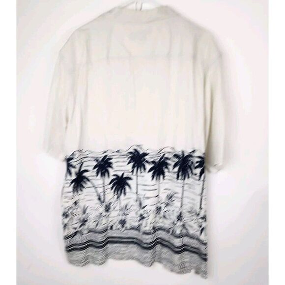 Caribbean Cream Linen Palm Tree Tropical Short Sleeve Button Down Shirt Mens XL - Picture 4 of 6
